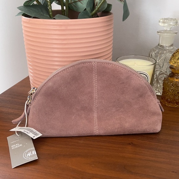 H&M Bags Blush Suede Makeup Bag Poshmark